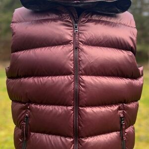 BANANA REPUBLIC Vest | Track Zipped Hood Down Full Zip Burgundy | Mens Large